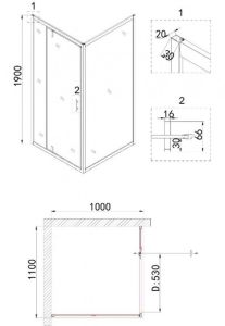 Душевой уголок Niagara NG-83-11AB-A100B 110x100см чёрный/прозрачное