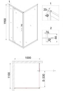 Душевой уголок Niagara NG-83-11AB-A100B 110x100см чёрный/прозрачное