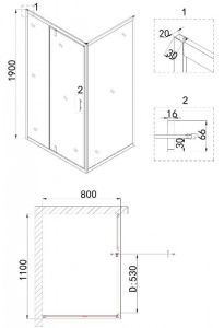 Душевой уголок Niagara NG-83-11AB-A80B 110x80см чёрный/прозрачное