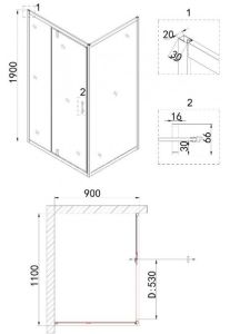 Душевой уголок Niagara NG-83-11AB-A90B 110x90см чёрный/прозрачное
