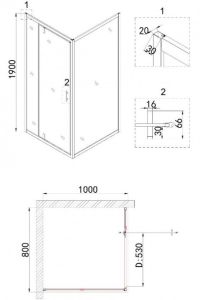Душевой уголок Niagara NG-83-8AB-A100B 80x100см чёрный/прозрачное