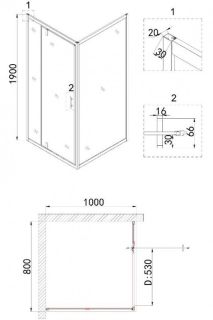 Душевой уголок Niagara NG-83-8AB-A100B 80x100см чёрный/прозрачное