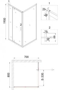Душевой уголок Niagara NG-83-8AB-A70B 80x70см чёрный/прозрачное