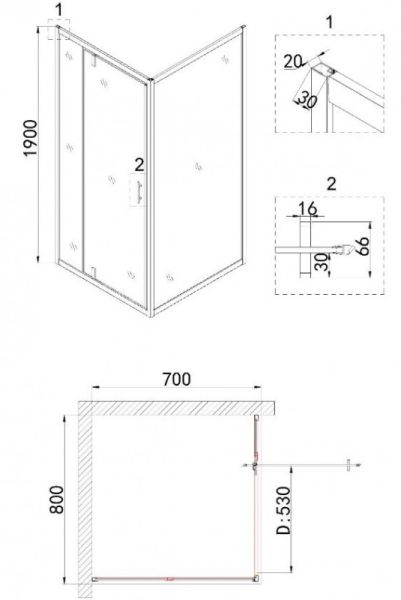 Душевой уголок Niagara NG-83-8AB-A70B 80x70см чёрный/прозрачное