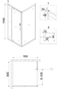 Душевой уголок Niagara NG-83-8AB-A90B 80x90см чёрный/прозрачное