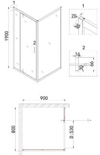 Душевой уголок Niagara NG-83-8AB-A90B 80x90см чёрный/прозрачное