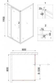 Душевой уголок Niagara NG-83-8AB-A80B 80x80см чёрный/прозрачное