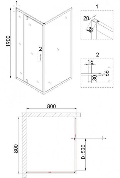 Душевой уголок Niagara NG-83-8AB-A80B 80x80см чёрный/прозрачное