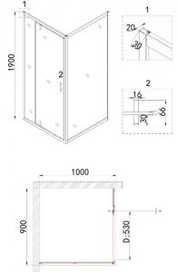 Душевой уголок Niagara NG-83-9AB-A100B 90x100см чёрный/прозрачное