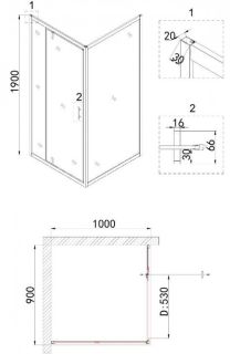 Душевой уголок Niagara NG-83-9AB-A100B 90x100см чёрный/прозрачное
