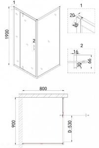 Душевой уголок Niagara NG-83-9AB-A80B 90x80см чёрный/прозрачное
