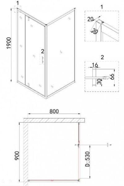 Душевой уголок Niagara NG-83-9AB-A80B 90x80см чёрный/прозрачное