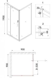 Душевой уголок Niagara NG-83-9AB-A90B 90x90см чёрный/прозрачное