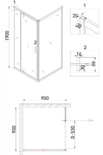 Душевой уголок Niagara NG-83-9AB-A90B 90x90см чёрный/прозрачное