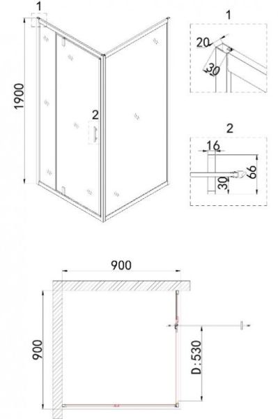 Душевой уголок Niagara NG-83-9AB-A90B 90x90см чёрный/прозрачное