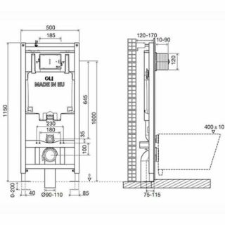 Инсталляция для унитаза Oli 80 300572mGB00 панель слива Globe хром