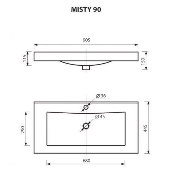Раковина Misty Fresko Р-Мис14090-4019Д белая 90.5 см