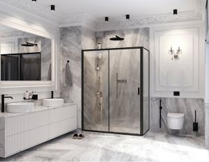 Душевой уголок Ambassador Forsa 17021219AB-110AB 130x110см чёрный/прозрачное