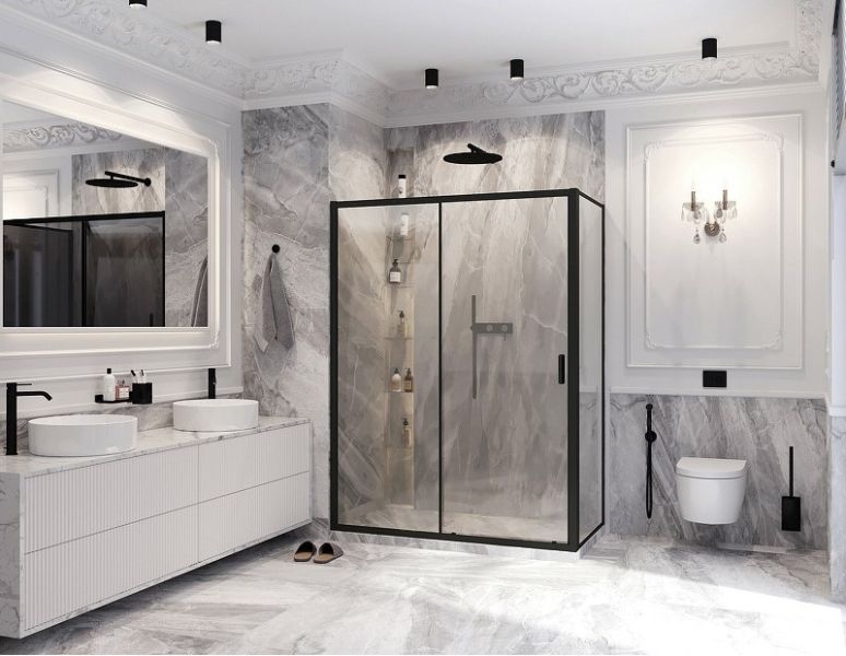 Душевой уголок Ambassador Forsa 17021222AB-90AB 160x90см чёрный/прозрачное