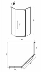 Душевой уголок Ambassador Ritz 112011202 90x90см чёрный/прозрачное