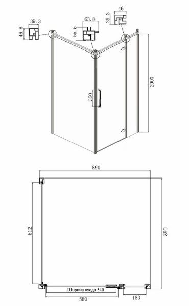 Душевой уголок Ambassador Royal 18015108-L 90x90см хром/прозрачное с рисунком