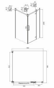 Душевой уголок Ambassador Royal 18015107-L 100x100см хром/прозрачное с рисунком
