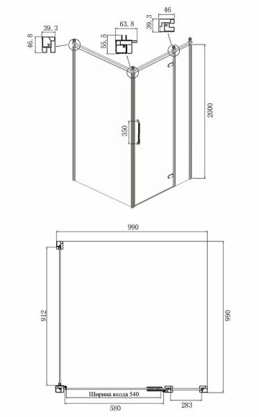Душевой уголок Ambassador Royal 18015107-L 100x100см хром/прозрачное с рисунком
