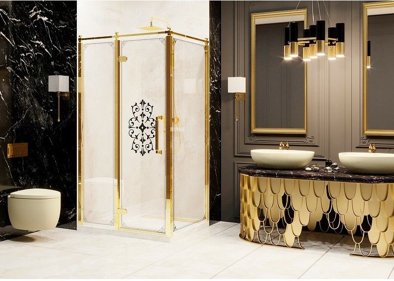 Душевой уголок Ambassador Royal 18015311-L 120x90см золото/прозрачное с рисунком
