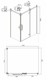 Душевой уголок Ambassador Royal 18015310-L 120x80см золото/прозрачное с рисунком