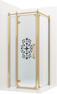 Душевой уголок Ambassador Royal 18015308-L 90x90см золото/прозрачное с рисунком