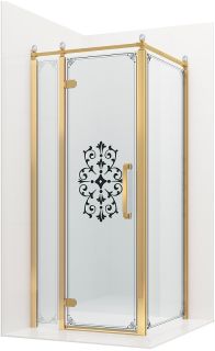 Душевой уголок Ambassador Royal 18015308-L 90x90см золото/прозрачное с рисунком