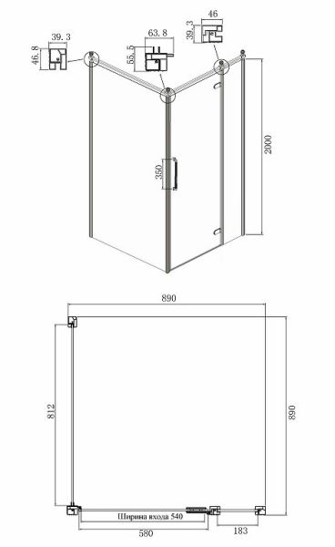 Душевой уголок Ambassador Royal 18015308-L 90x90см золото/прозрачное с рисунком