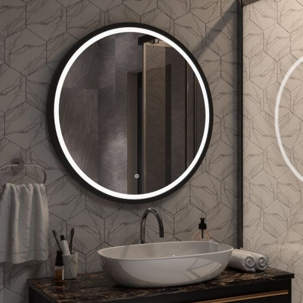 Зеркало с подсветкой Continent Style Black ЗЛП2254 с сенсорным выключателем 80см чёрный Зеркало с подсветкой Continent Style Black ЗЛП2254 с сенсорным выключателем 80см чёрный