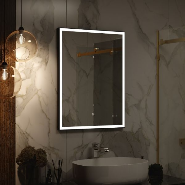 Зеркало с подсветкой Continent Frame Black ЗЛП1018 с сенсорным выключателем 70см чёрный