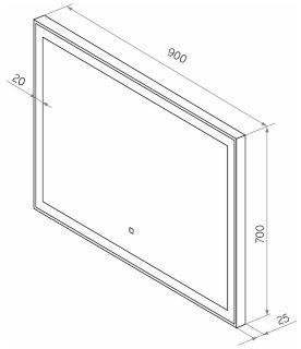 Зеркало с подсветкой Continent Frame Black ЗЛП2305 с сенсорным выключателем 90см чёрный