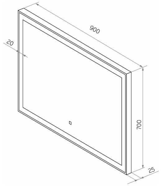 Зеркало с подсветкой Continent Frame Black ЗЛП2305 с сенсорным выключателем 90см чёрный