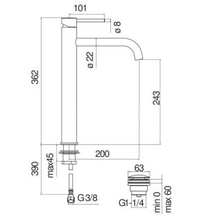 Смеситель Nobili LV00128/2BM для раковины черный матовый Смеситель Nobili LV00128/2BM для раковины черный матовый