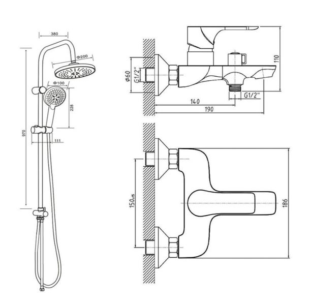 Orange Aristo  душевая система, черная