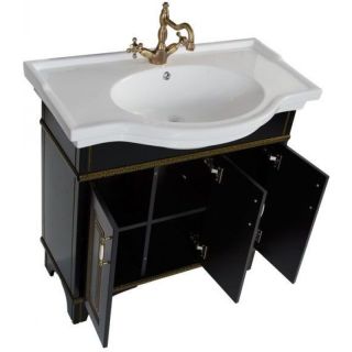 Тумба под раковину Aquanet Валенса 180042 90 см черный краколет/золото