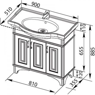 Тумба под раковину Aquanet Валенса 180042 90 см черный краколет/золото