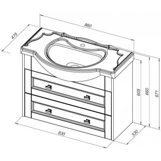 Тумба под раковину Aquanet Монте 303998 85 см белый матовый