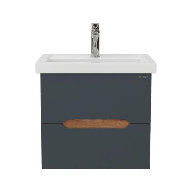 Тумба под раковину подвесная Onika Айленд 105041 50 см графит/дуб крафт золотой