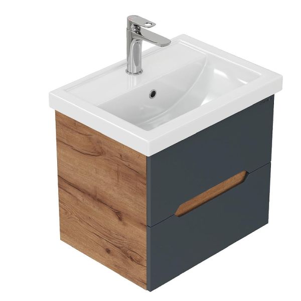 Тумба под раковину подвесная Onika Айленд 106163 60 см графит/дуб крафт золотой