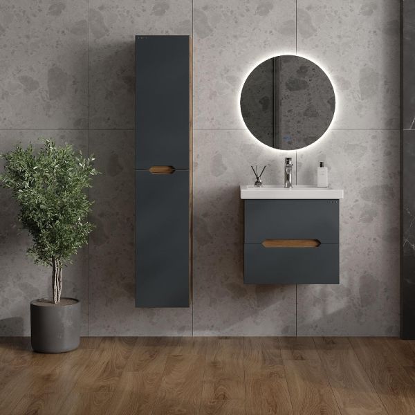 Тумба под раковину подвесная Onika Айленд 105041 50 см графит/дуб крафт золотой