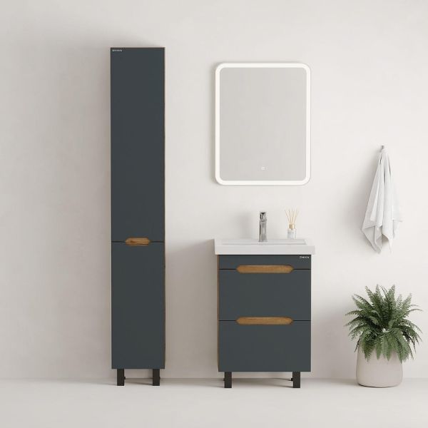 Тумба под раковину напольная Onika Айленд 105042 50 см графит/дуб крафт золотой