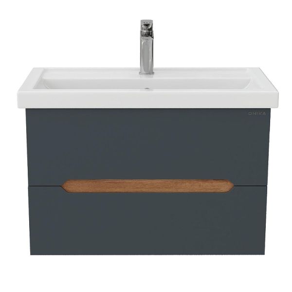 Тумба под раковину подвесная Onika Айленд 107068 70 см графит/дуб крафт золотой