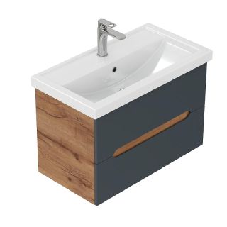 Тумба под раковину подвесная Onika Айленд 107068 70 см графит/дуб крафт золотой