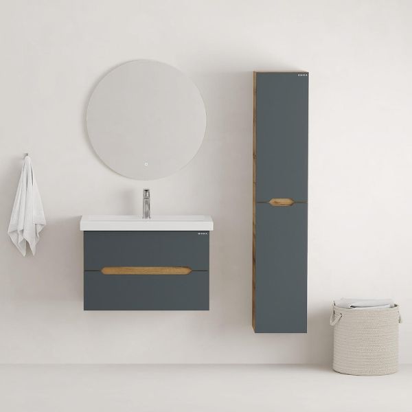 Тумба под раковину подвесная Onika Айленд 107068 70 см графит/дуб крафт золотой