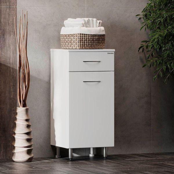 Полупенал напольный Onika Каприз 404014 с бельевой корзиной 40 см белый