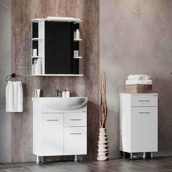 Полупенал напольный Onika Каприз 404014 с бельевой корзиной 40 см белый